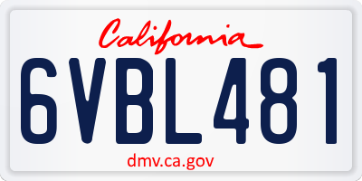 CA license plate 6VBL481