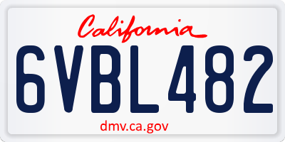 CA license plate 6VBL482