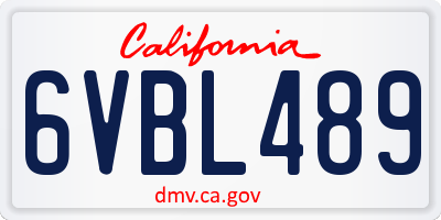 CA license plate 6VBL489