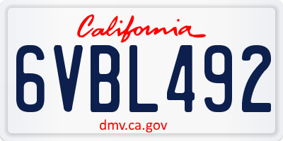CA license plate 6VBL492