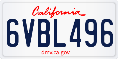 CA license plate 6VBL496
