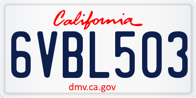 CA license plate 6VBL503
