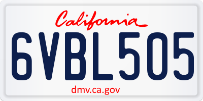CA license plate 6VBL505