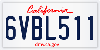 CA license plate 6VBL511