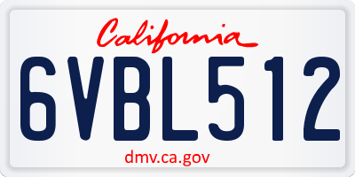 CA license plate 6VBL512