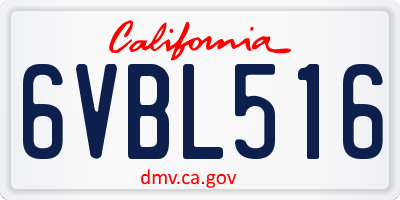CA license plate 6VBL516
