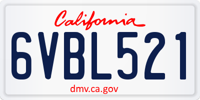 CA license plate 6VBL521
