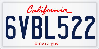 CA license plate 6VBL522