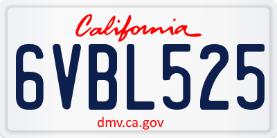 CA license plate 6VBL525