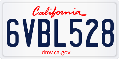 CA license plate 6VBL528