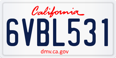 CA license plate 6VBL531