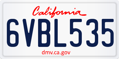CA license plate 6VBL535