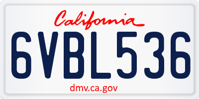 CA license plate 6VBL536