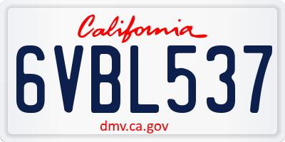 CA license plate 6VBL537