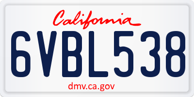 CA license plate 6VBL538