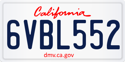 CA license plate 6VBL552