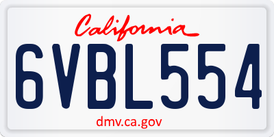 CA license plate 6VBL554