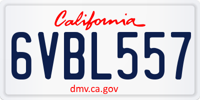 CA license plate 6VBL557