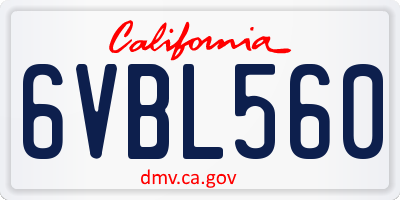 CA license plate 6VBL560