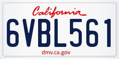 CA license plate 6VBL561
