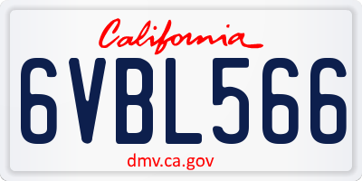 CA license plate 6VBL566