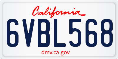 CA license plate 6VBL568