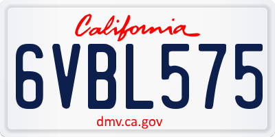 CA license plate 6VBL575