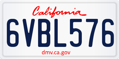 CA license plate 6VBL576