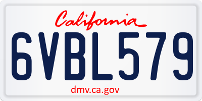 CA license plate 6VBL579
