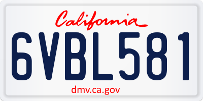 CA license plate 6VBL581