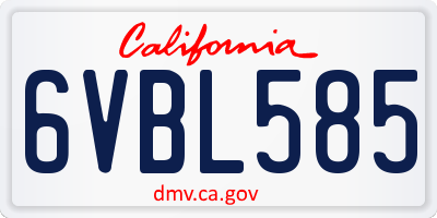 CA license plate 6VBL585
