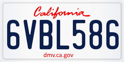 CA license plate 6VBL586