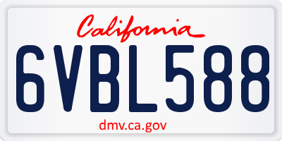 CA license plate 6VBL588