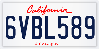 CA license plate 6VBL589