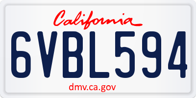 CA license plate 6VBL594