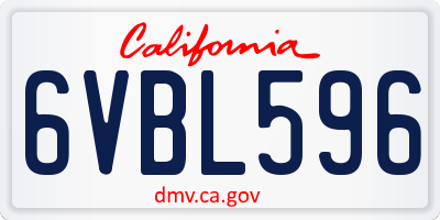 CA license plate 6VBL596