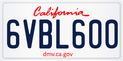 CA license plate 6VBL600