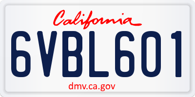 CA license plate 6VBL601