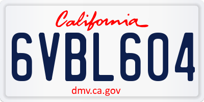 CA license plate 6VBL604