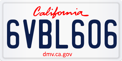 CA license plate 6VBL606