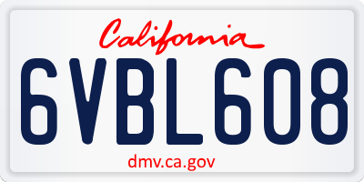 CA license plate 6VBL608