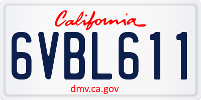 CA license plate 6VBL611