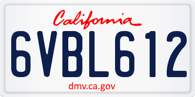 CA license plate 6VBL612