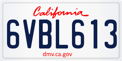 CA license plate 6VBL613