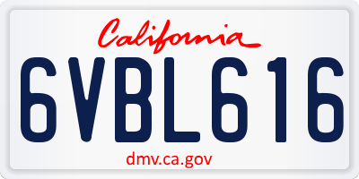 CA license plate 6VBL616