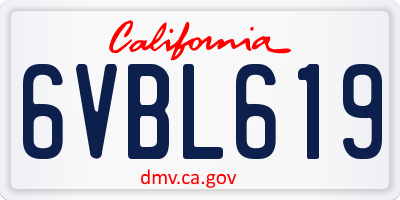 CA license plate 6VBL619