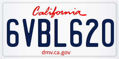 CA license plate 6VBL620