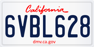 CA license plate 6VBL628