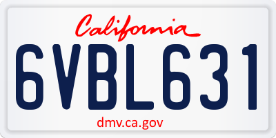 CA license plate 6VBL631