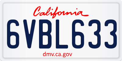 CA license plate 6VBL633